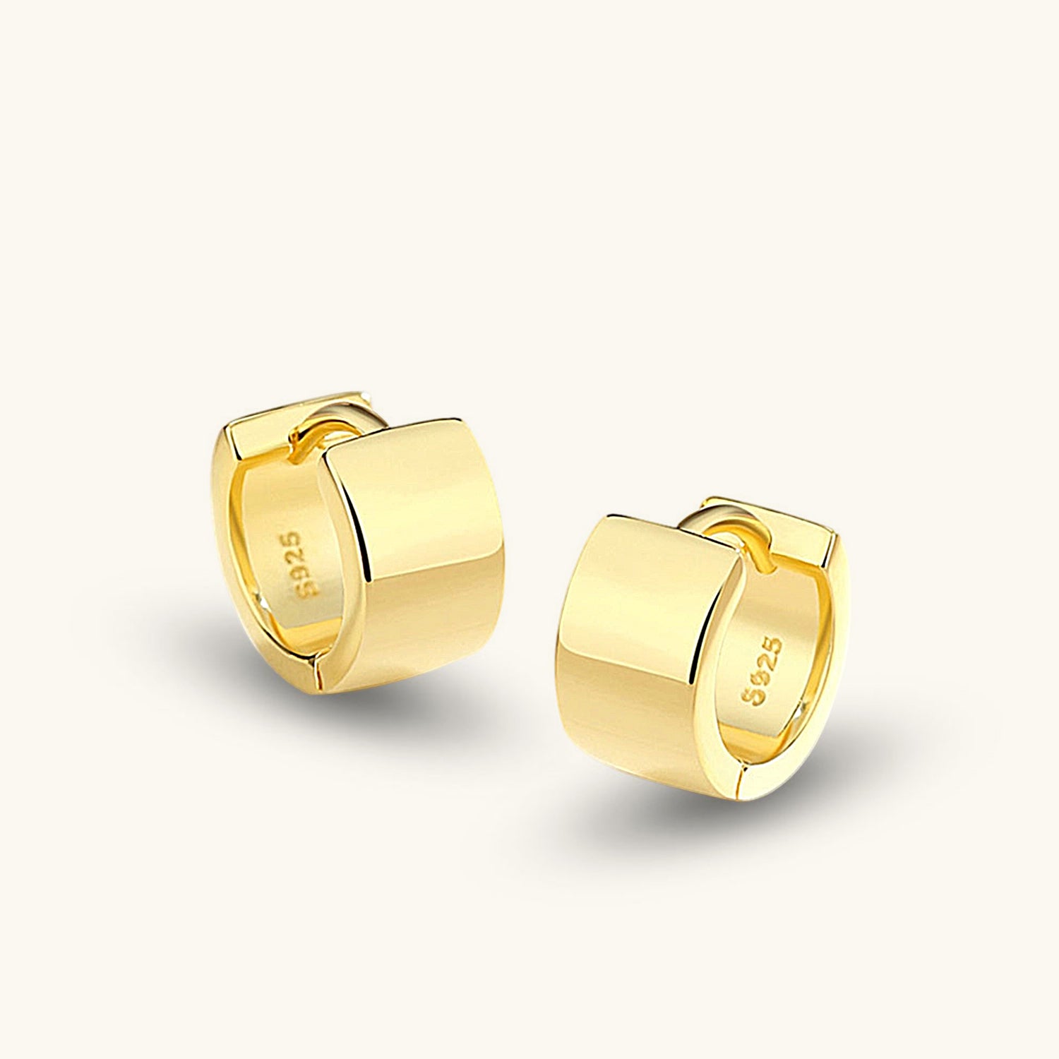 Chunky Huggie Hoop Earrings - Gold