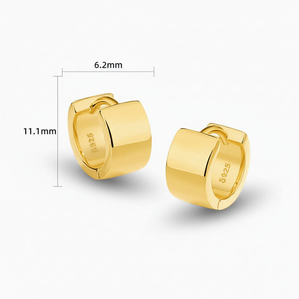 Chunky Huggie Hoop Earrings - Gold