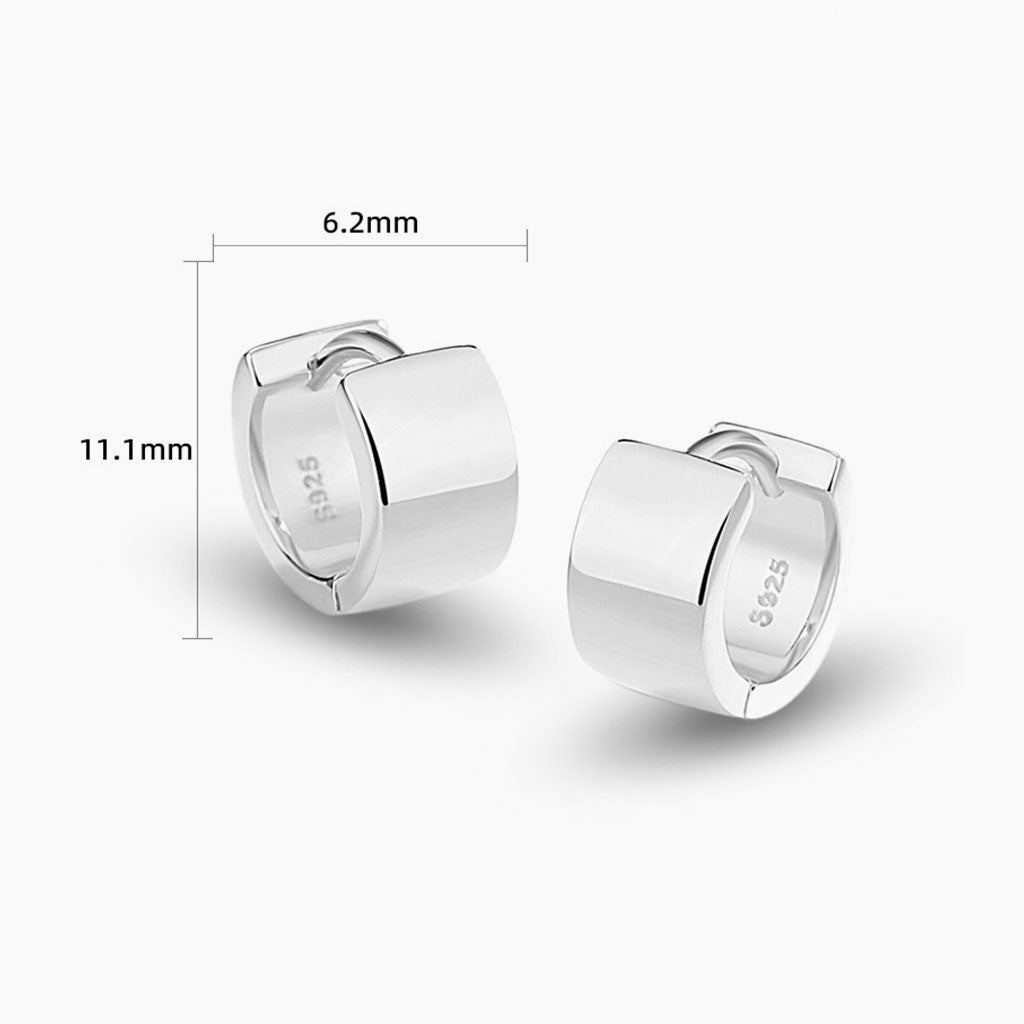 Chunky Huggie Hoop Earrings - Silver