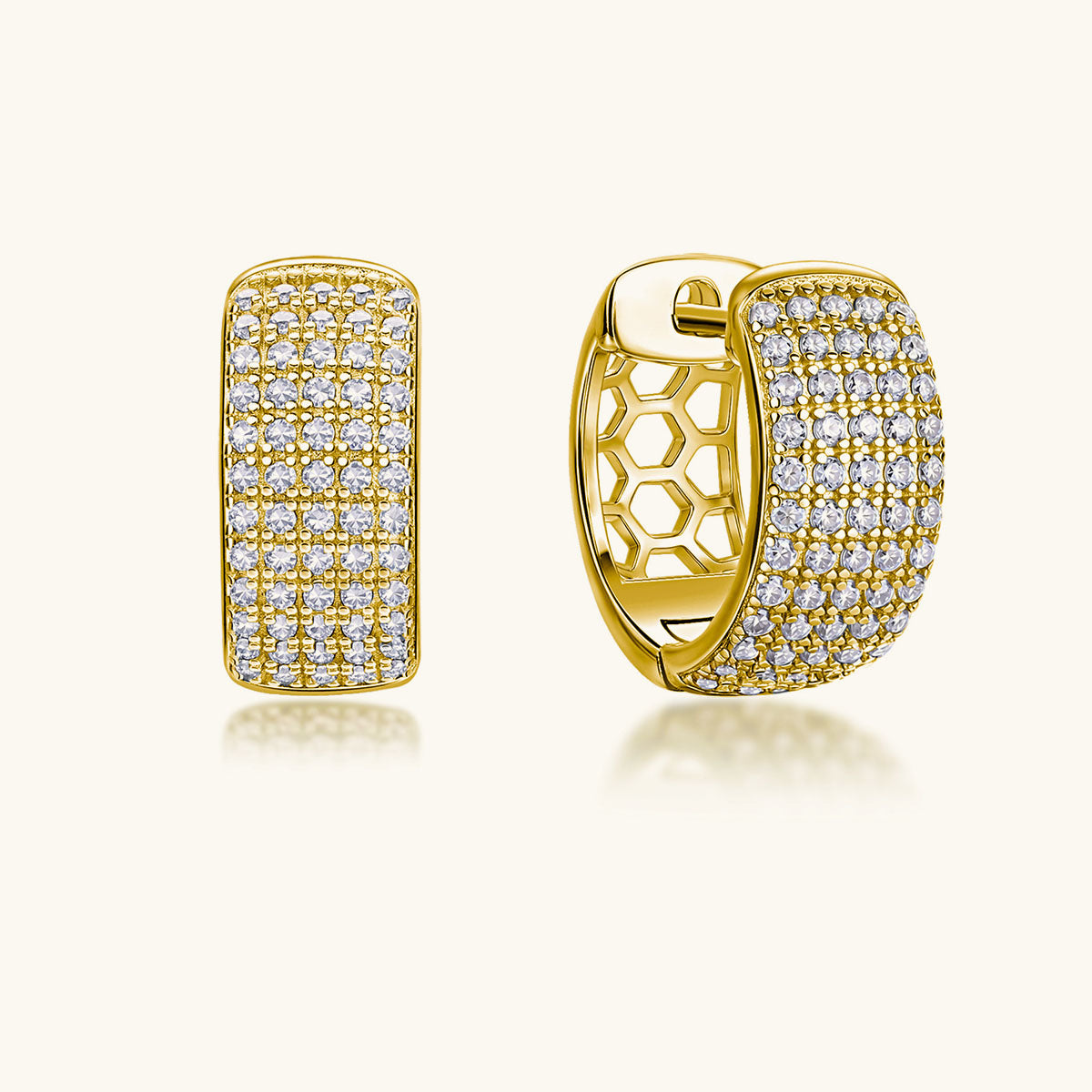 Chunky Moissanite Huggie Hoop Earrings - Gold