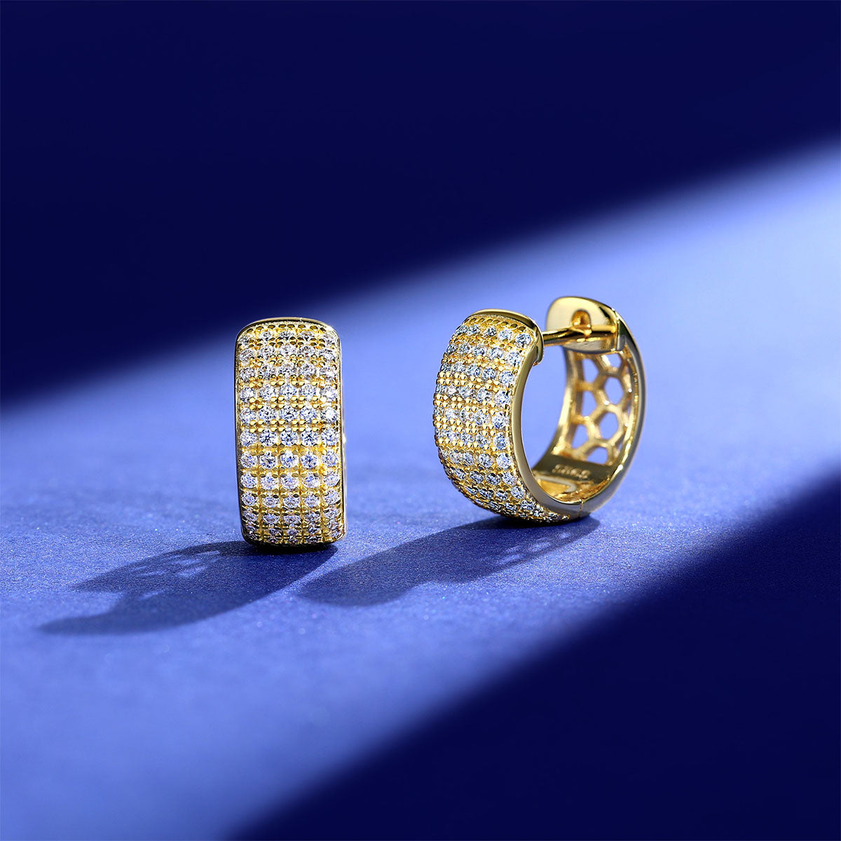 Chunky Moissanite Huggie Hoop Earrings - Gold