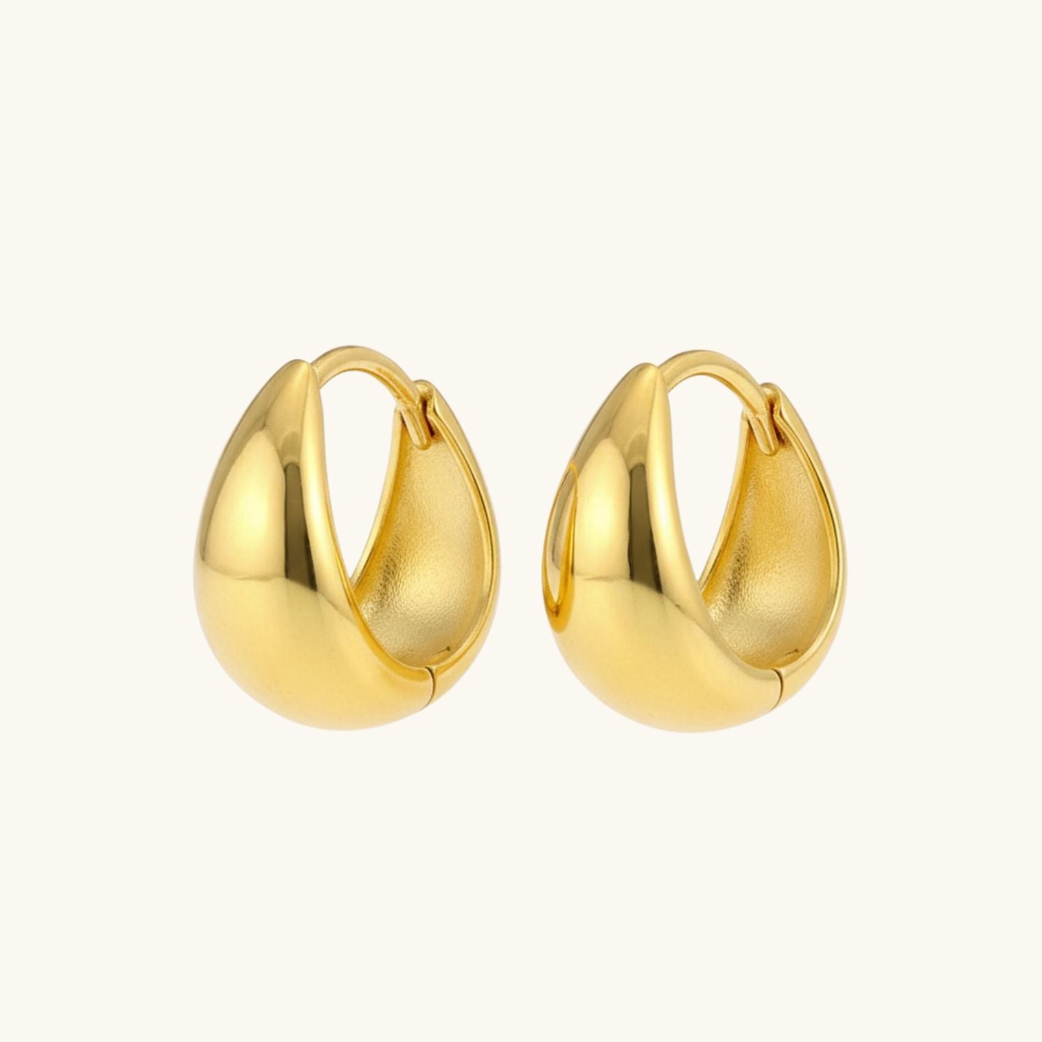 Chunky Round Dome Huggie Hoop Earrings - Gold