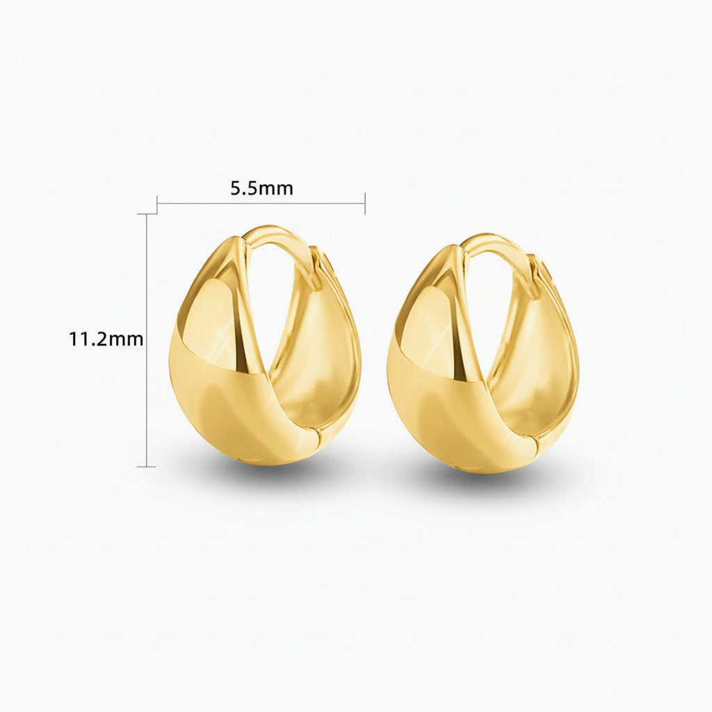 Chunky Round Dome Huggie Hoop Earrings - Gold