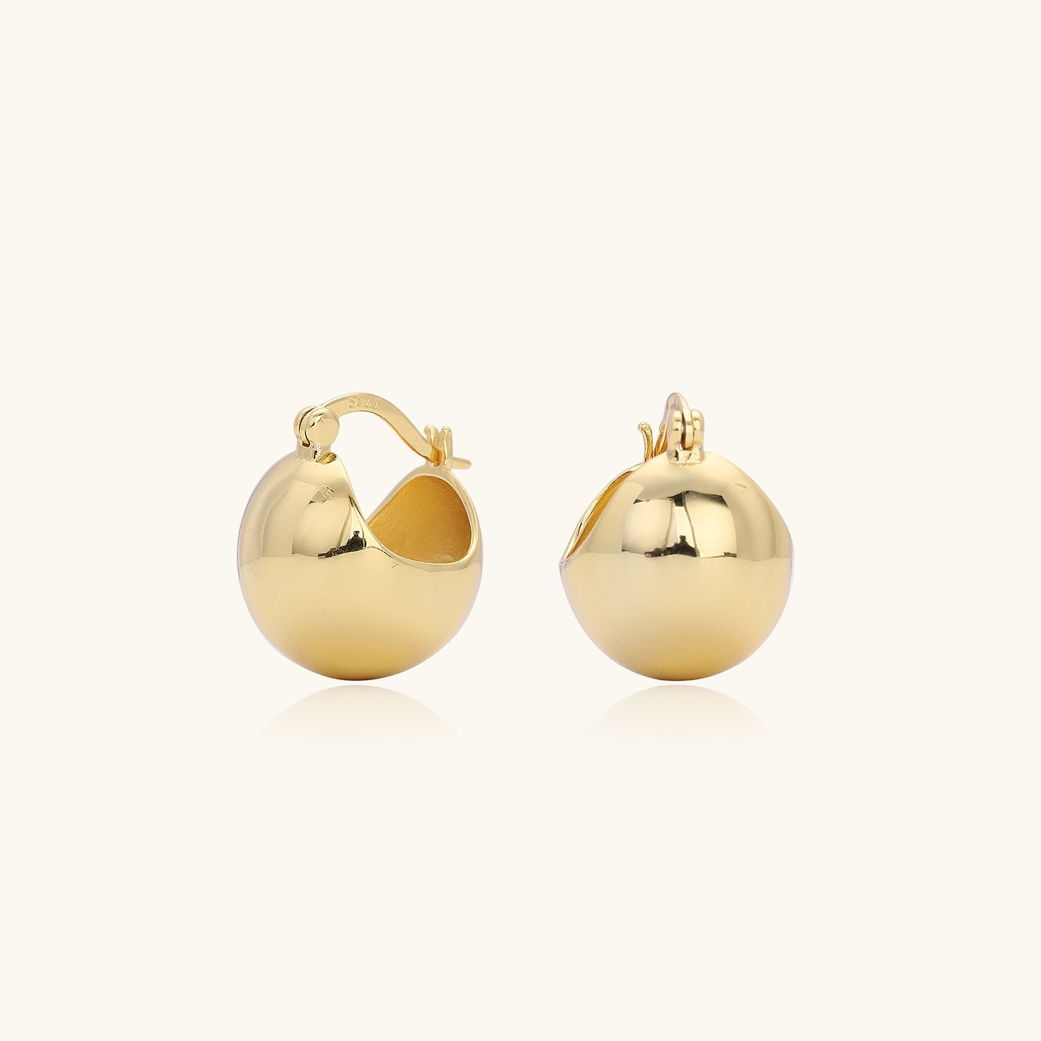 Chunky Sphere Huggie Hoop Earrings - Gold