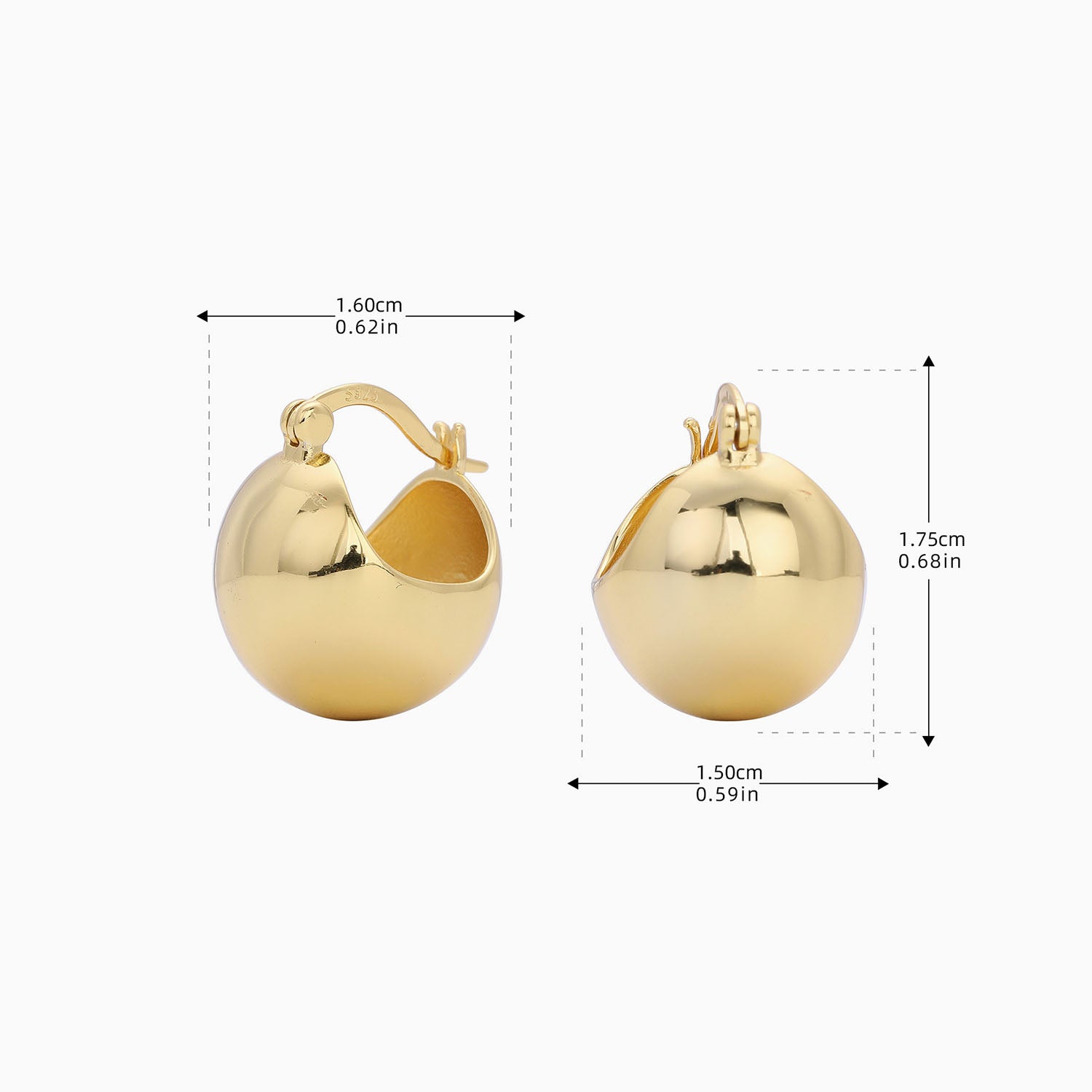Chunky Sphere Huggie Hoop Earrings - Gold