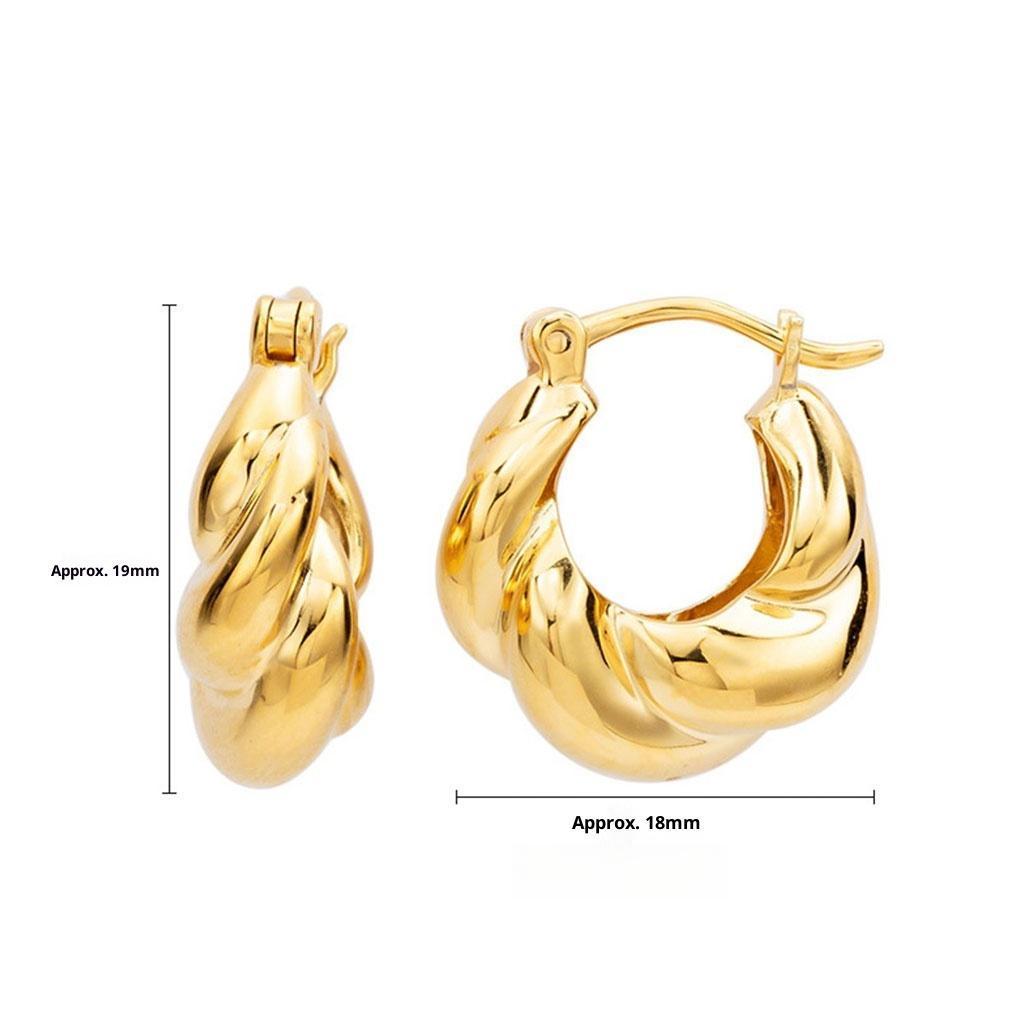 Chunky Twisted Braided Hoop Earrings - Gold