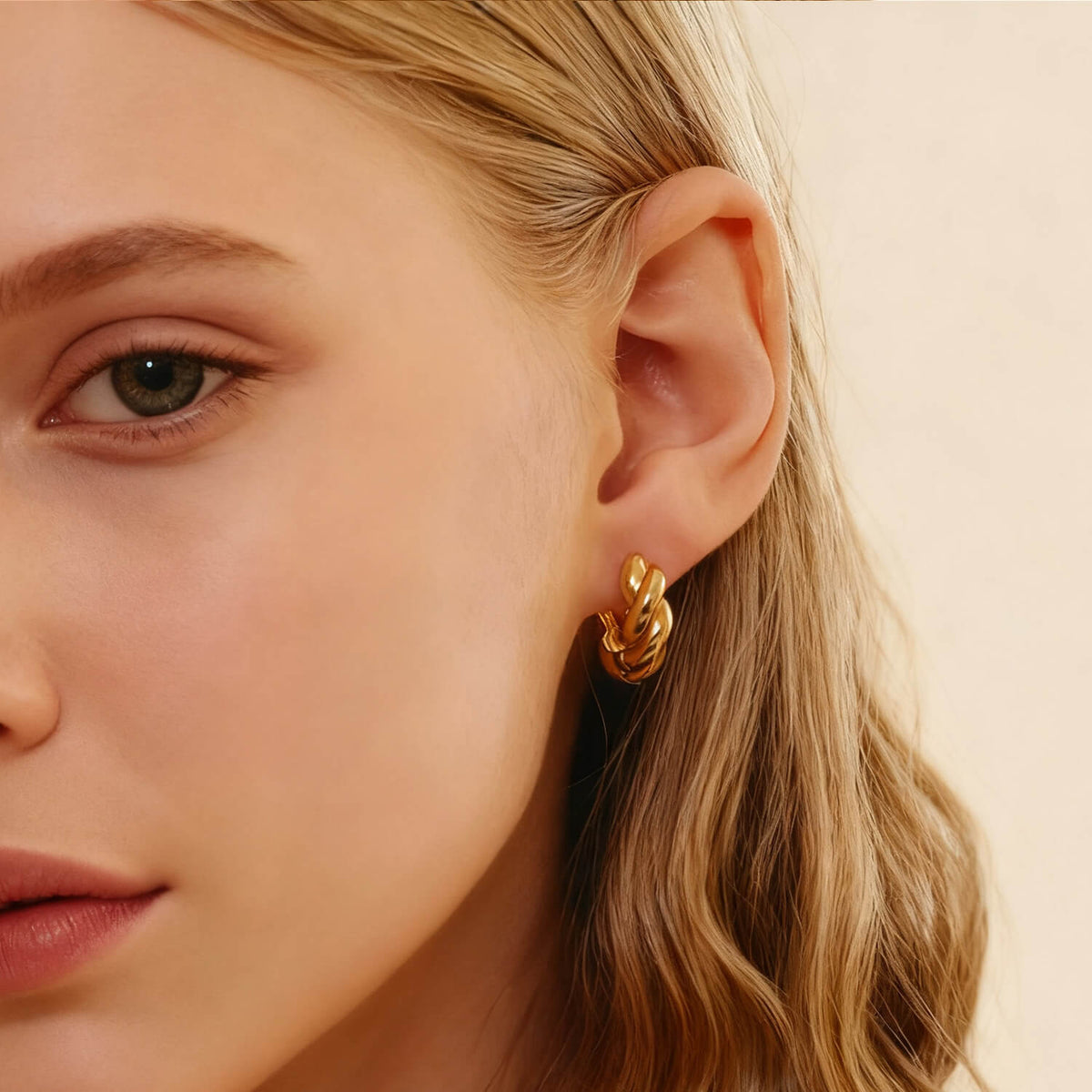 Chunky Twisted Braided Hoop Earrings - Gold