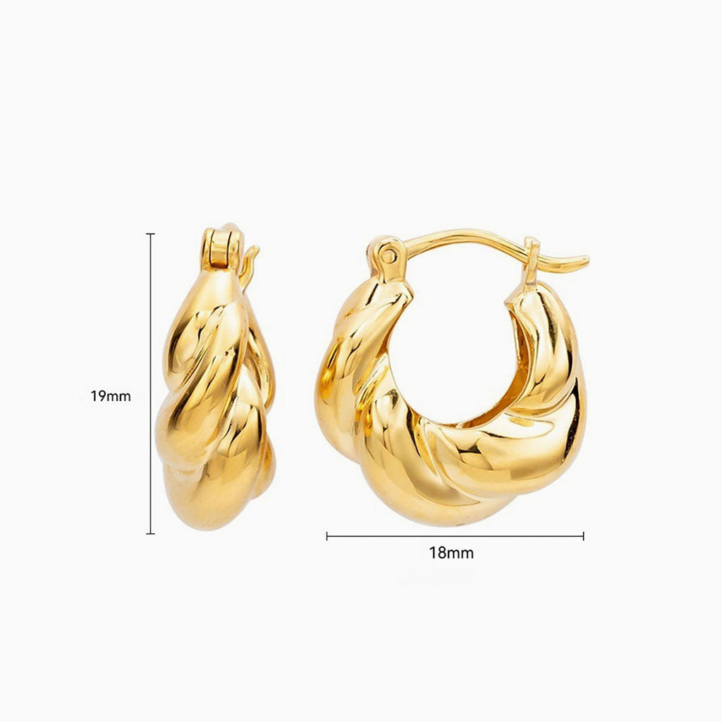 Chunky Twisted Braided Hoop Earrings - Gold