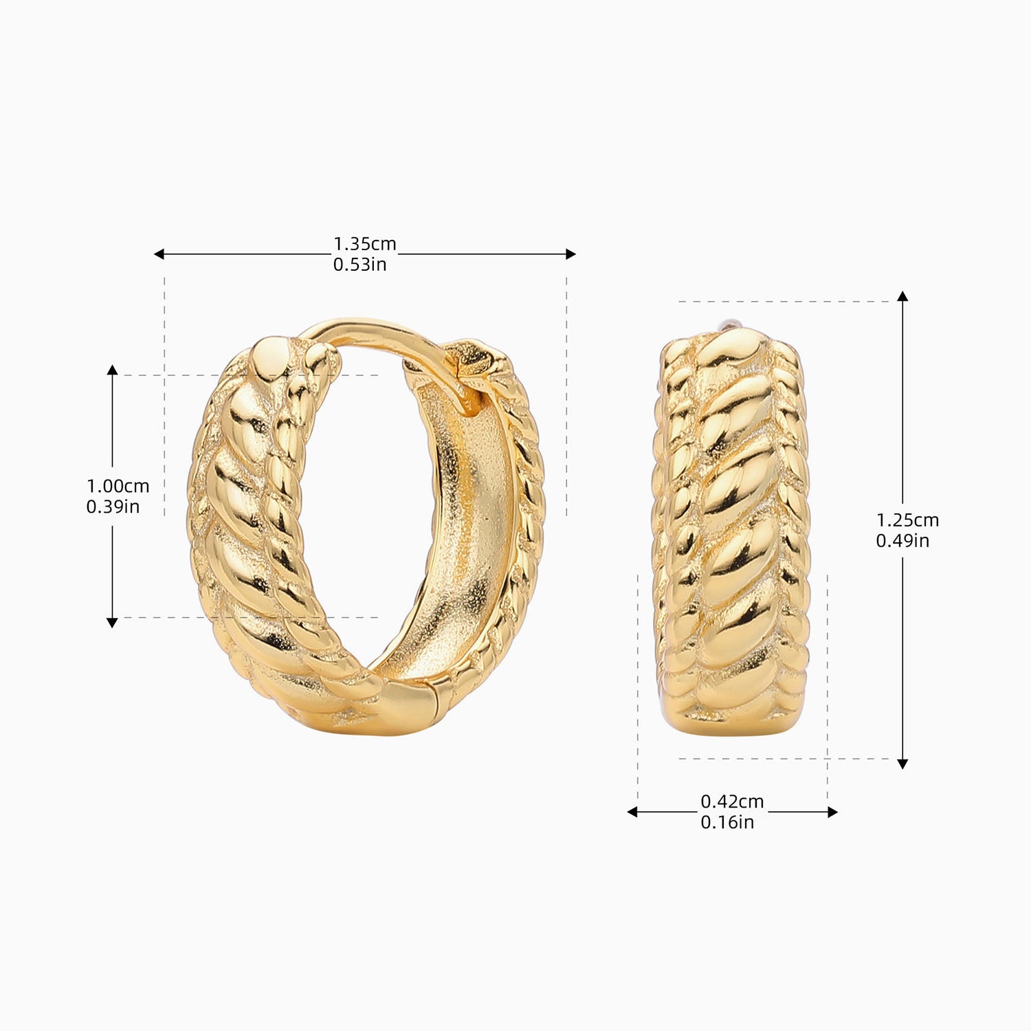 Chunky Twisted Huggie Hoop Earrings - Gold