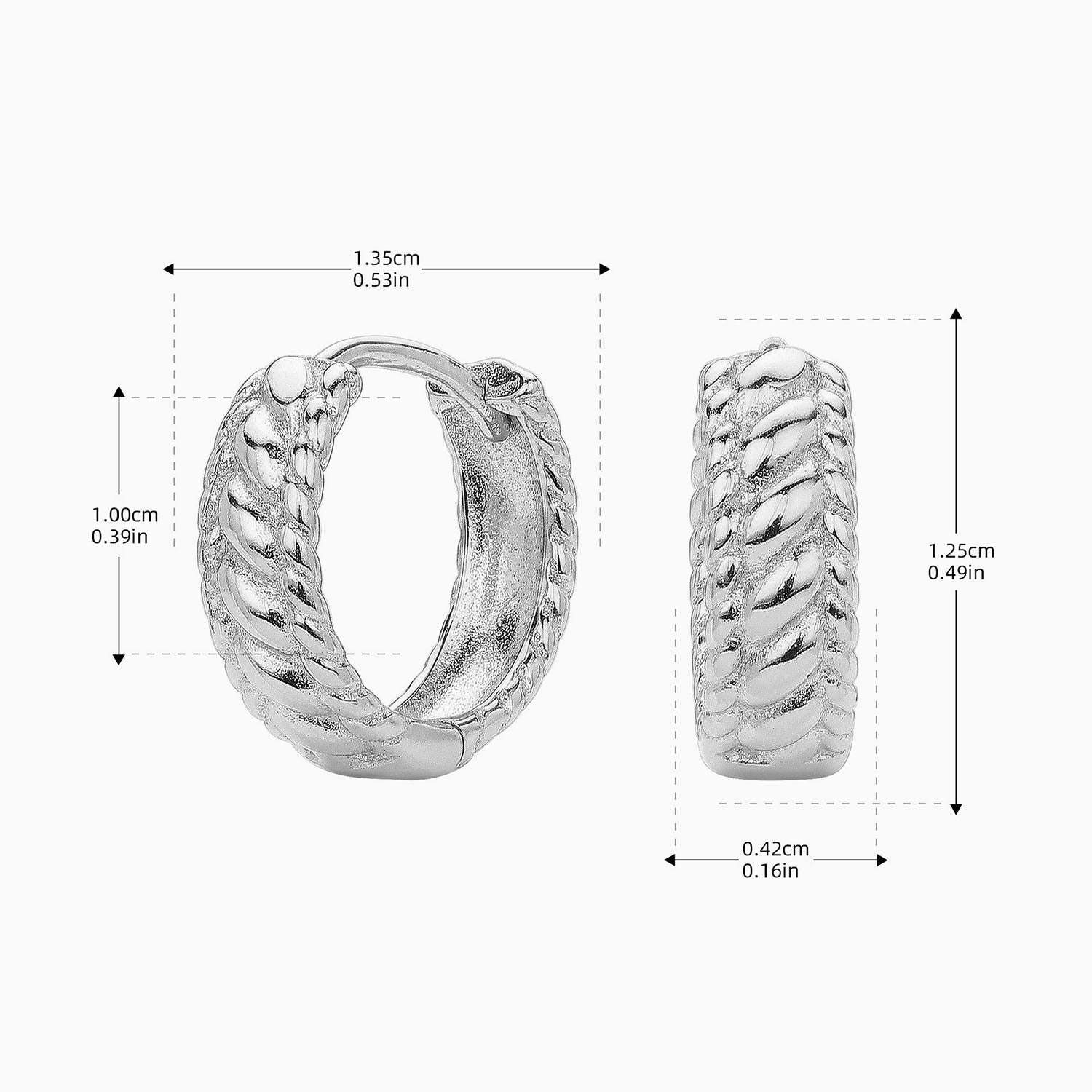 Chunky Twisted Huggie Hoop Earrings - Silver