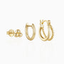 Classic 3 Piece Huggie Hoop Earring Bundles - Gold