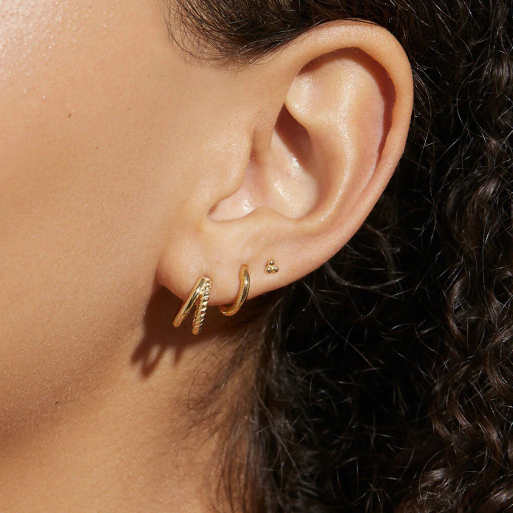 Classic 3 Piece Huggie Hoop Earring Bundles - Gold