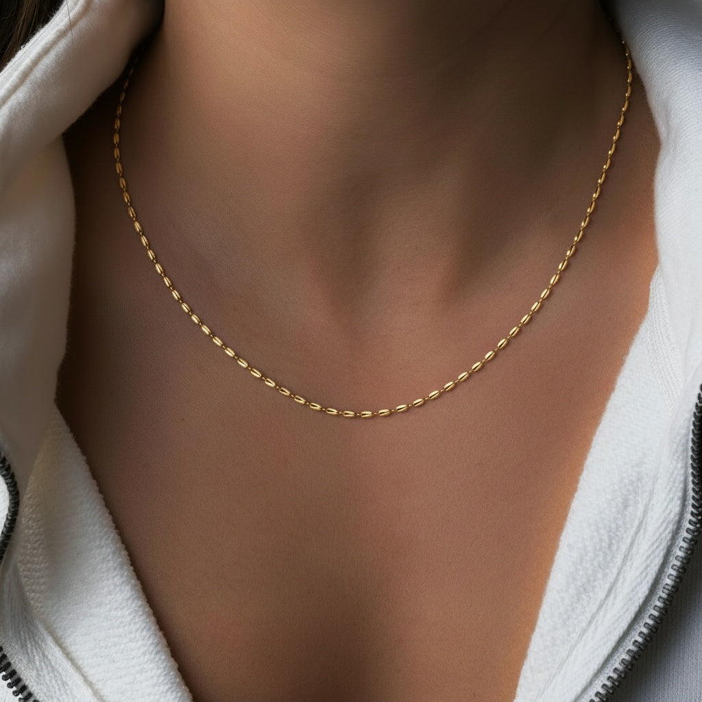 Classic Beaded Chain Necklace - Gold
