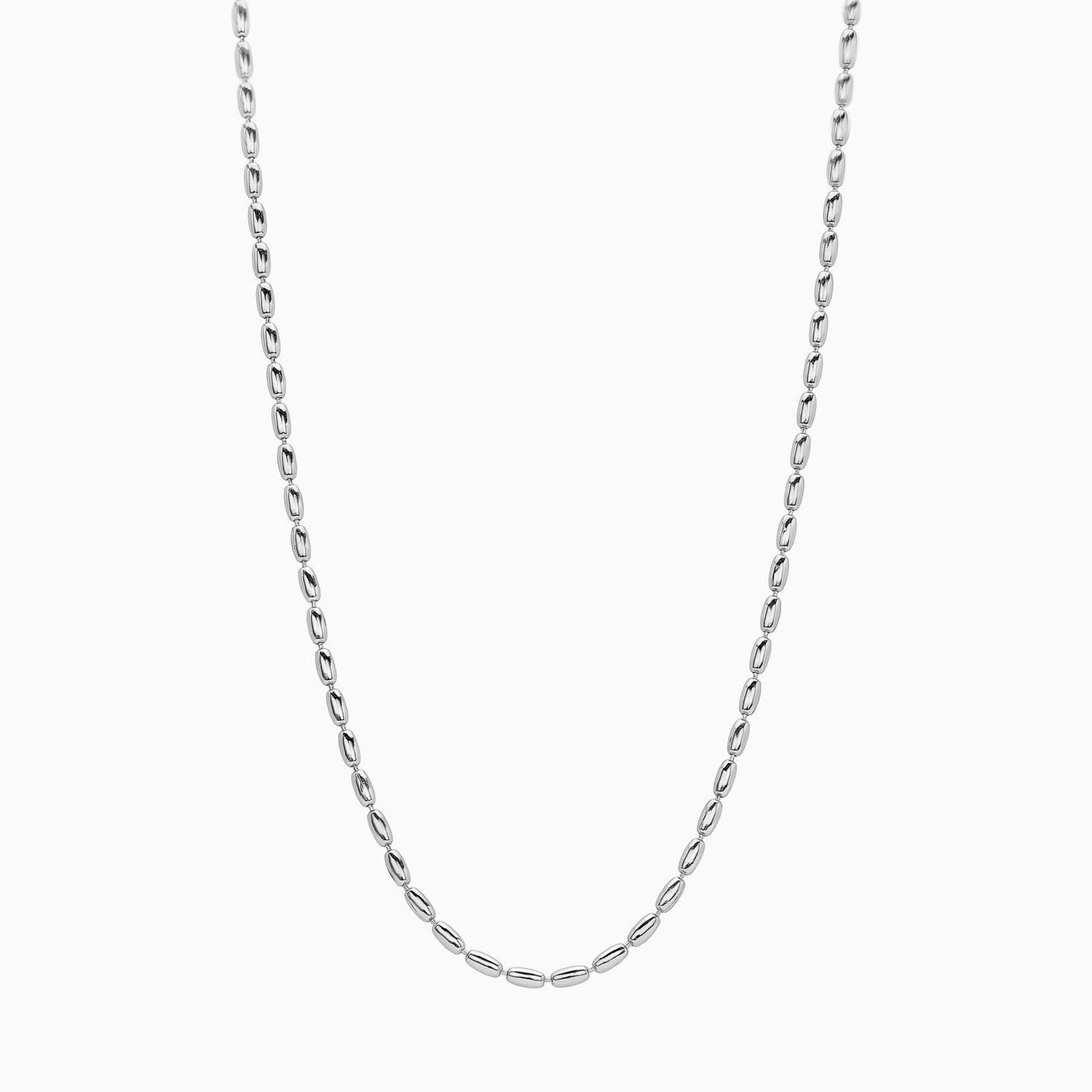 Classic Beaded Chain Necklace - Silver