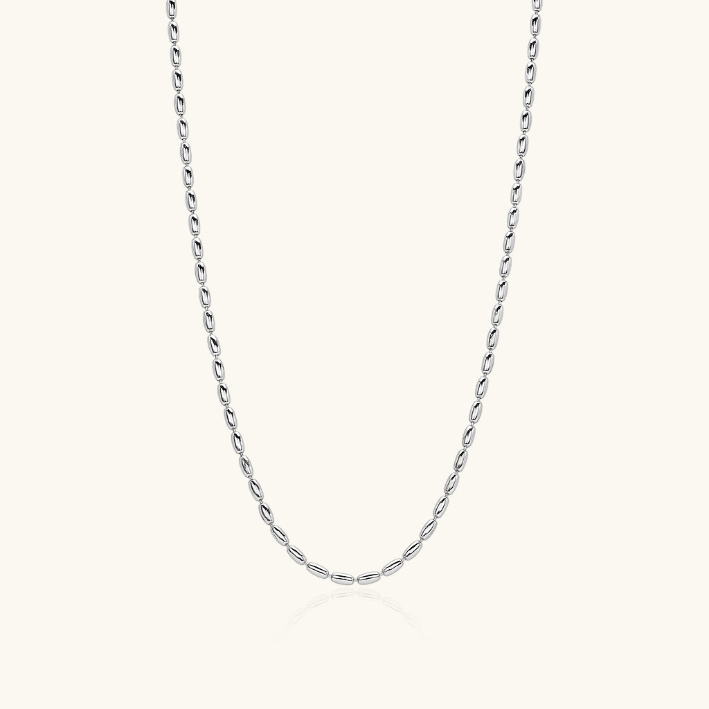 Classic Beaded Chain Necklace - Silver