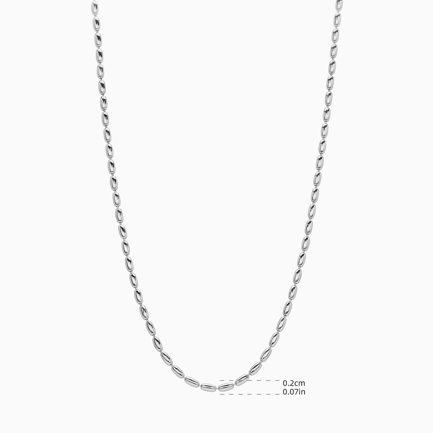 Classic Beaded Chain Necklace - Silver
