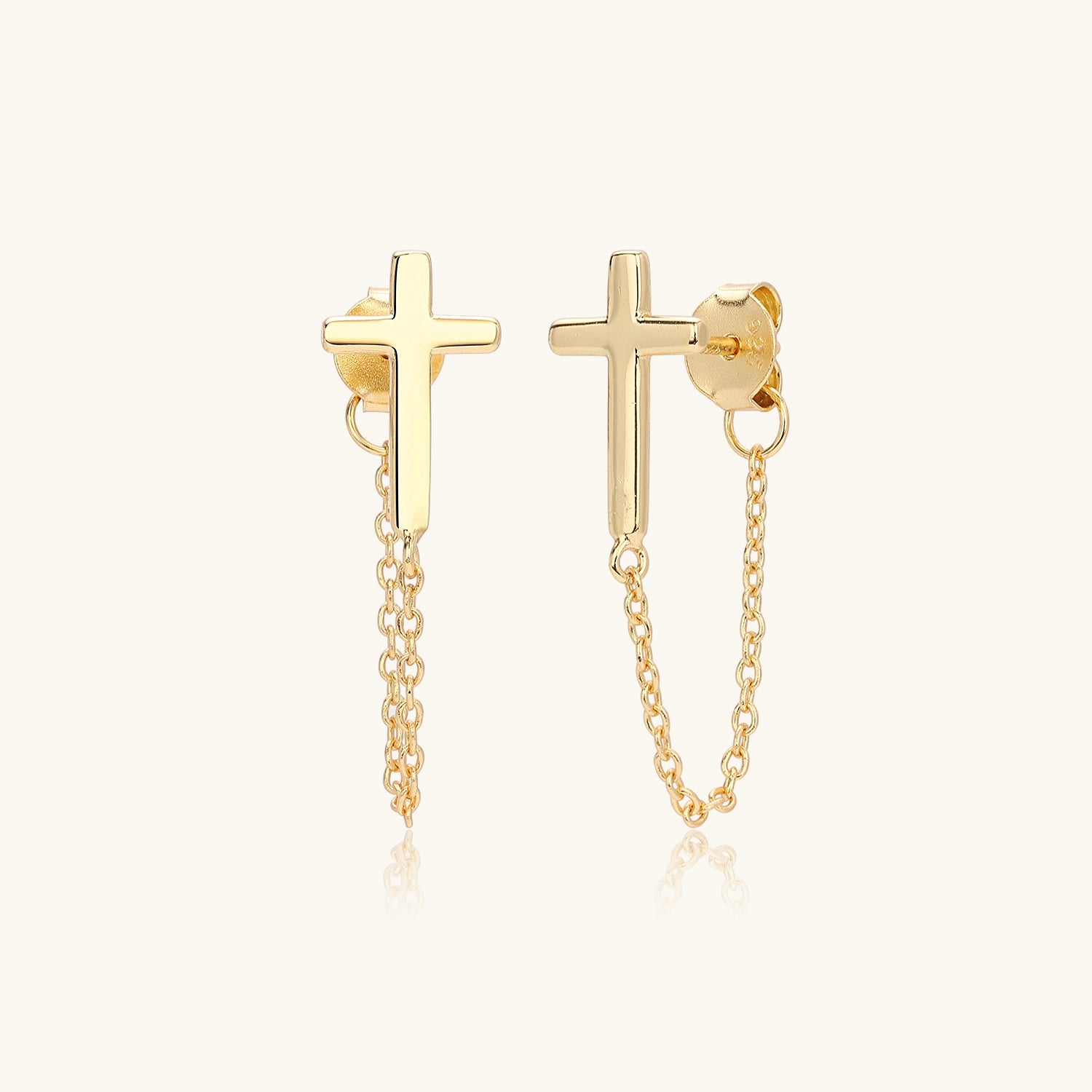 Classic Cross Chain Drop Earring - Gold