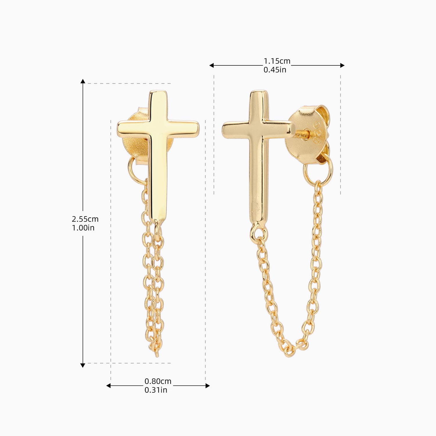 Classic Cross Chain Drop Earring - Gold