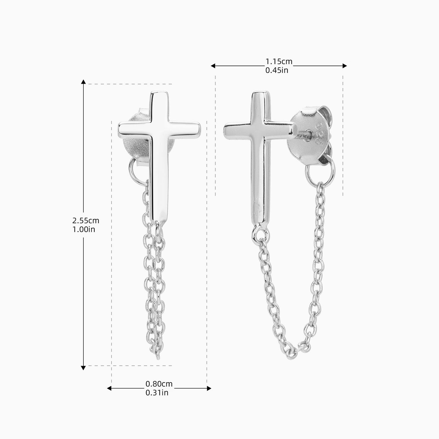Classic Cross Chain Drop Earring - Silver