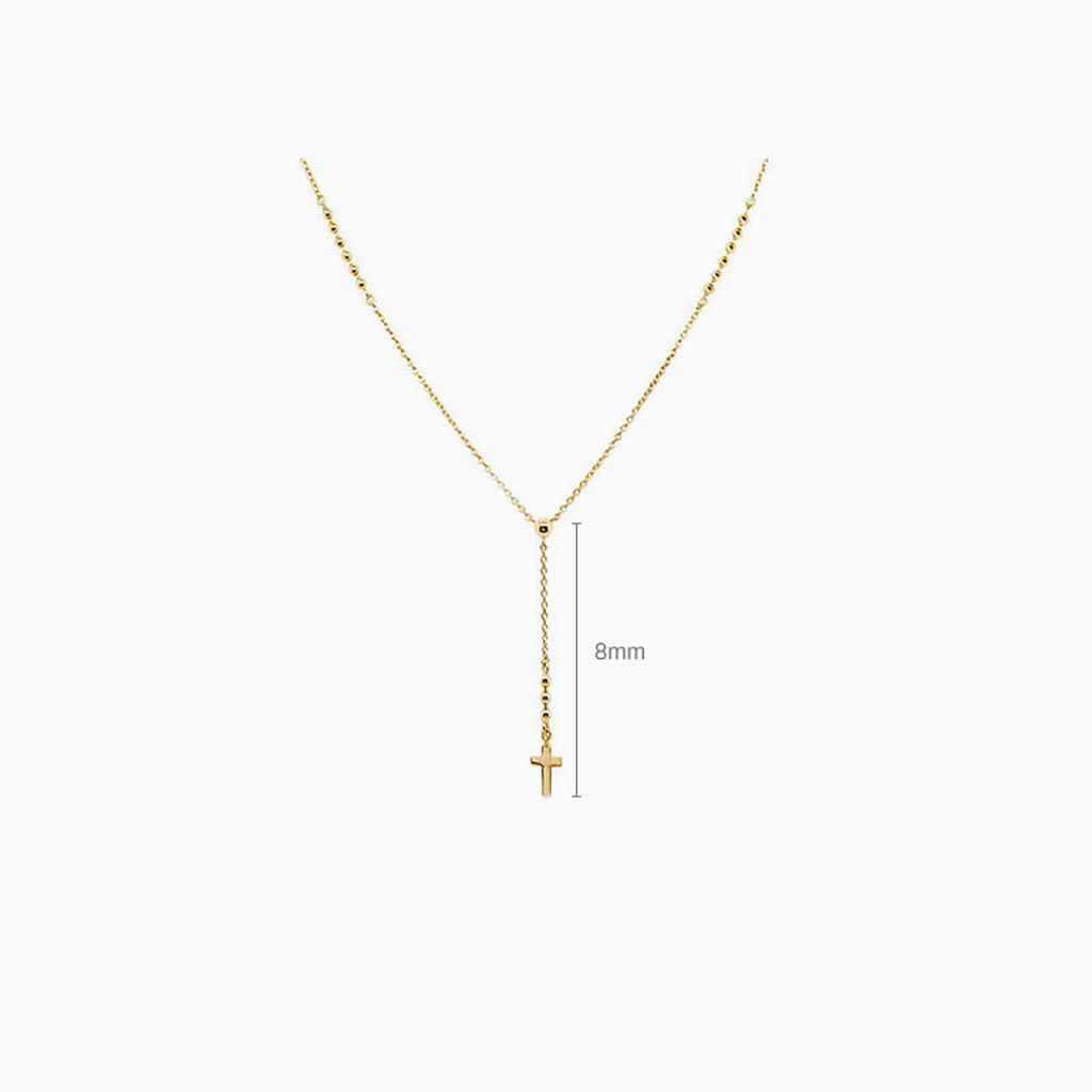 Classic Cross Rosary Necklace - Gold