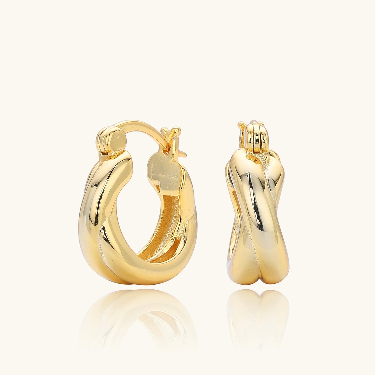 Classic Crossover Huggie Hoop Earrings - Gold