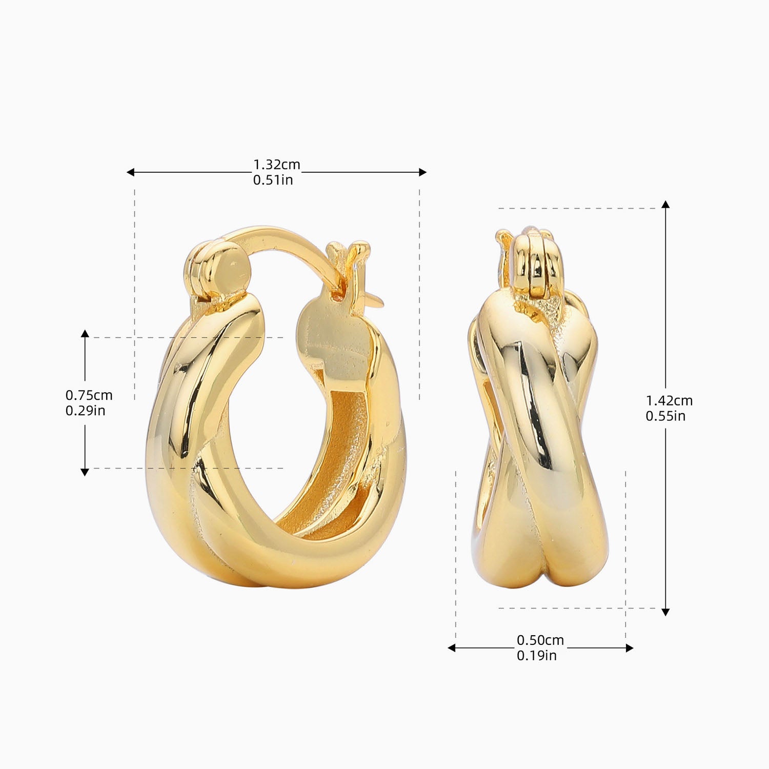 Classic Crossover Huggie Hoop Earrings - Gold
