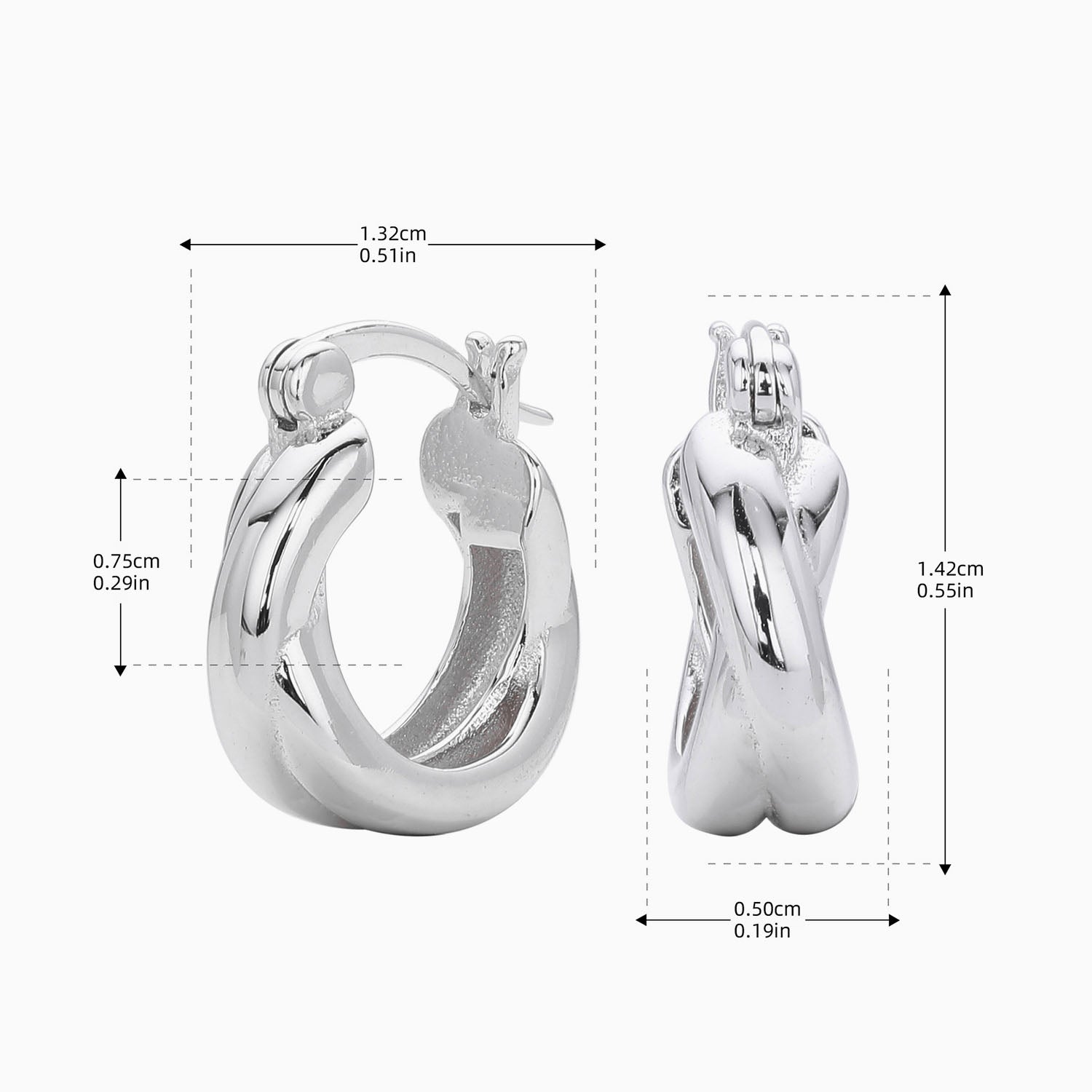 Classic Crossover Huggie Hoop Earrings - Silver