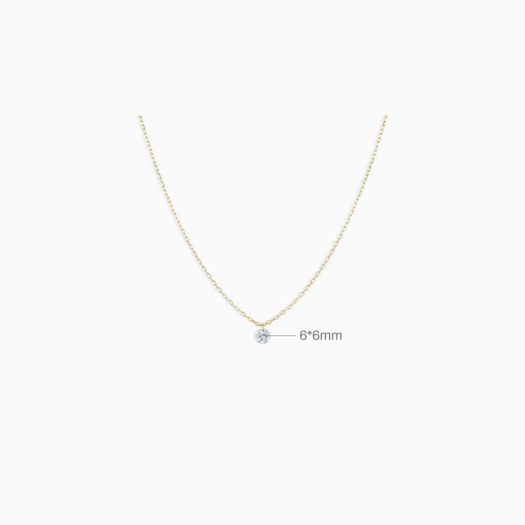 Classic Diamond Solitaire Pendant Necklace - Gold