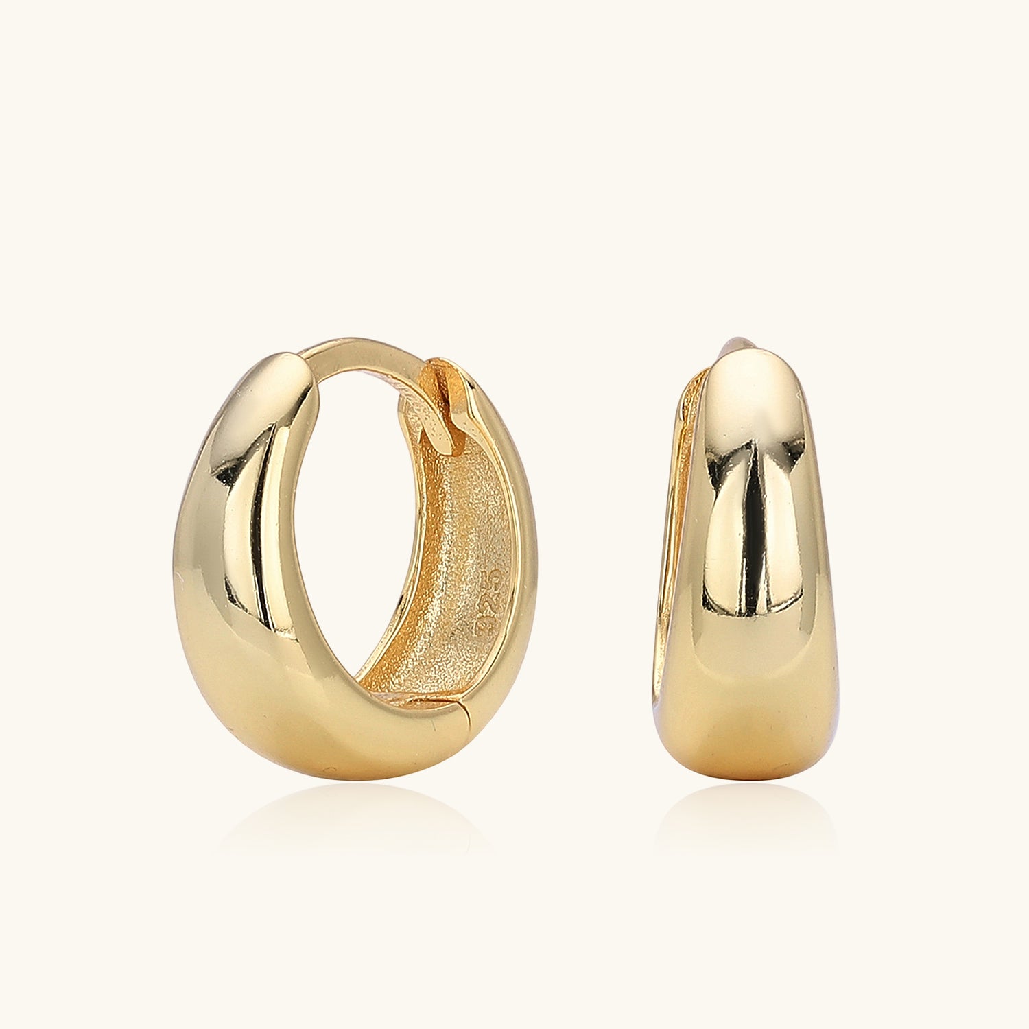 Classic Dome Huggie Hoop Earrings - Gold