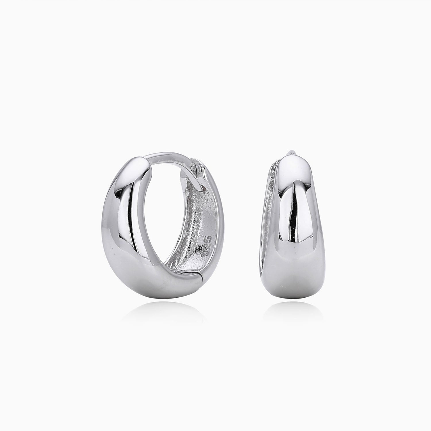 Classic Dome Huggie Hoop Earrings - Silver