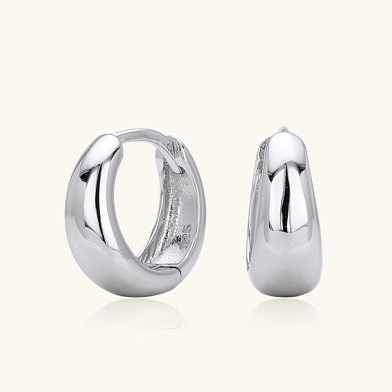 Classic Dome Huggie Hoop Earrings - Silver