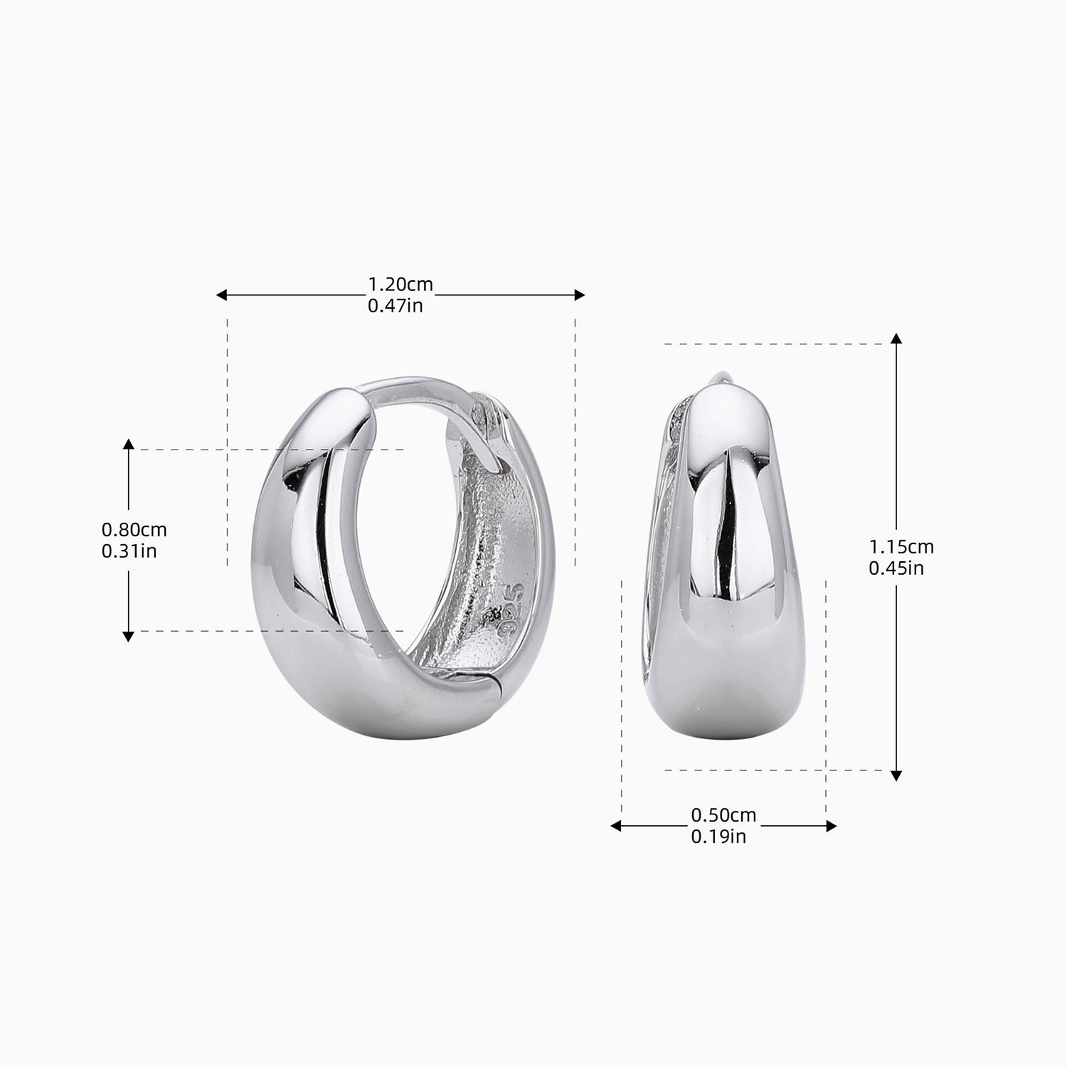 Classic Dome Huggie Hoop Earrings - Silver