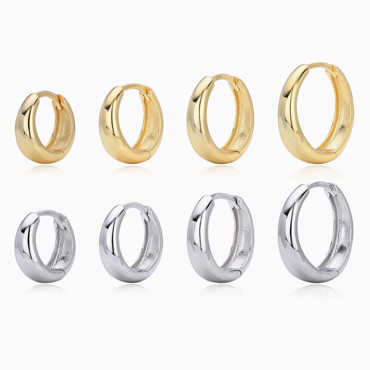 Classic Dome Huggie Hoop Earrings - Silver