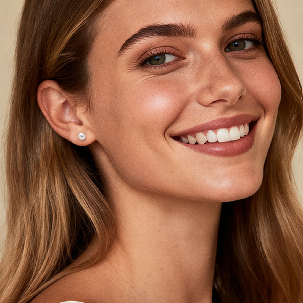 Classic Freshwater Pearl Stud Earrings - Silver