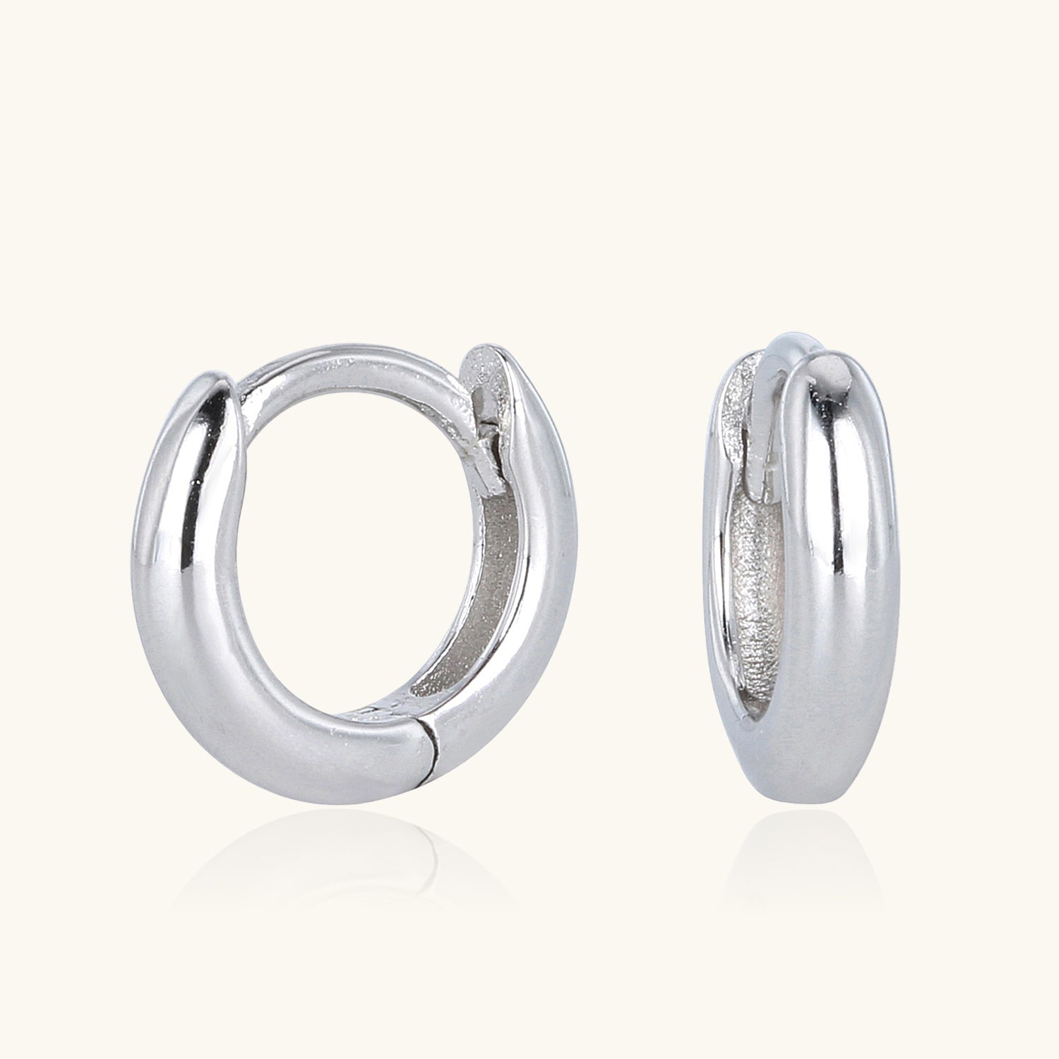 Classic Huggie Hoop Earrings - Silver