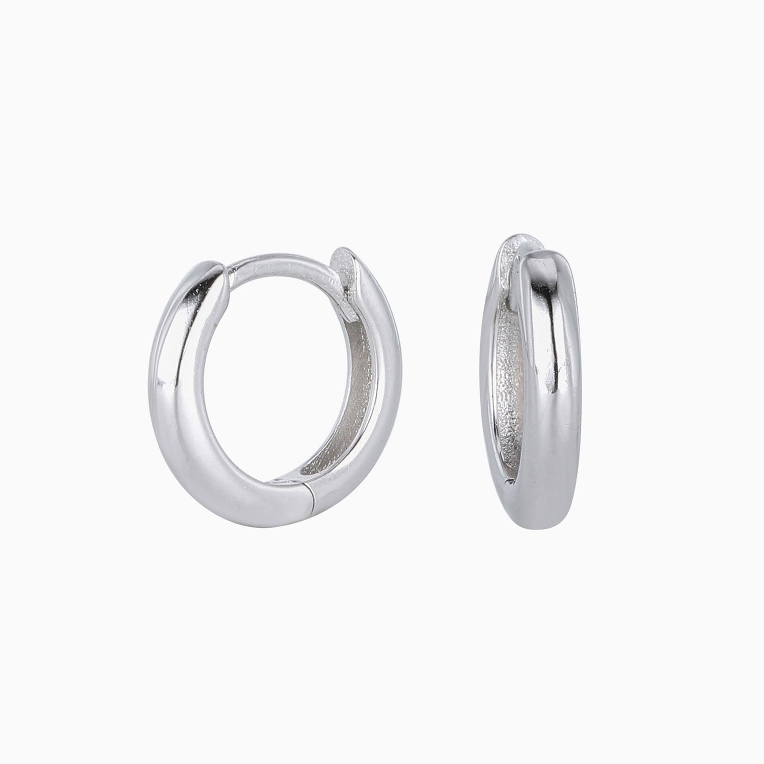 Classic Huggie Hoop Earrings - Silver