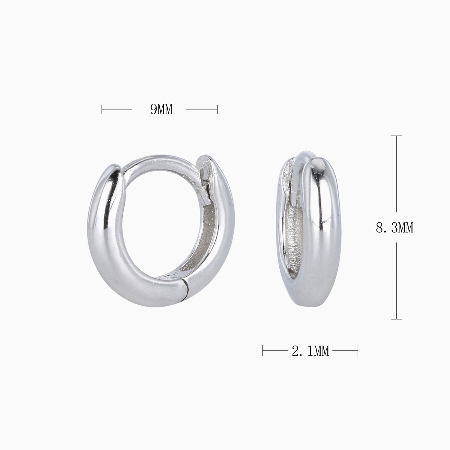 Classic Huggie Hoop Earrings - Silver