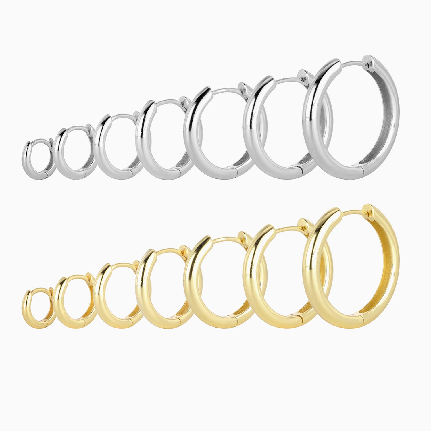 Classic Huggie Hoop Earrings - Silver
