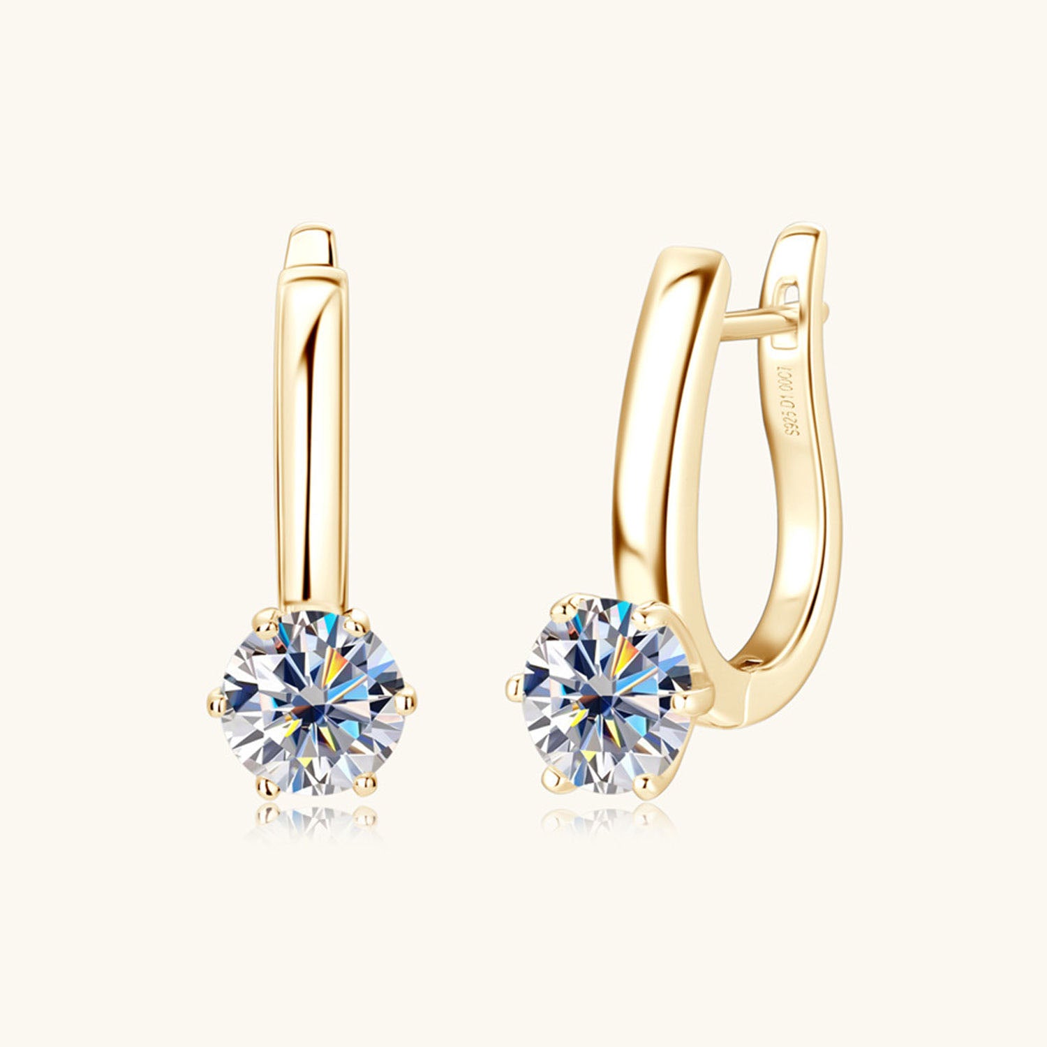 Classic Moissanite Drop Earrings - Gold