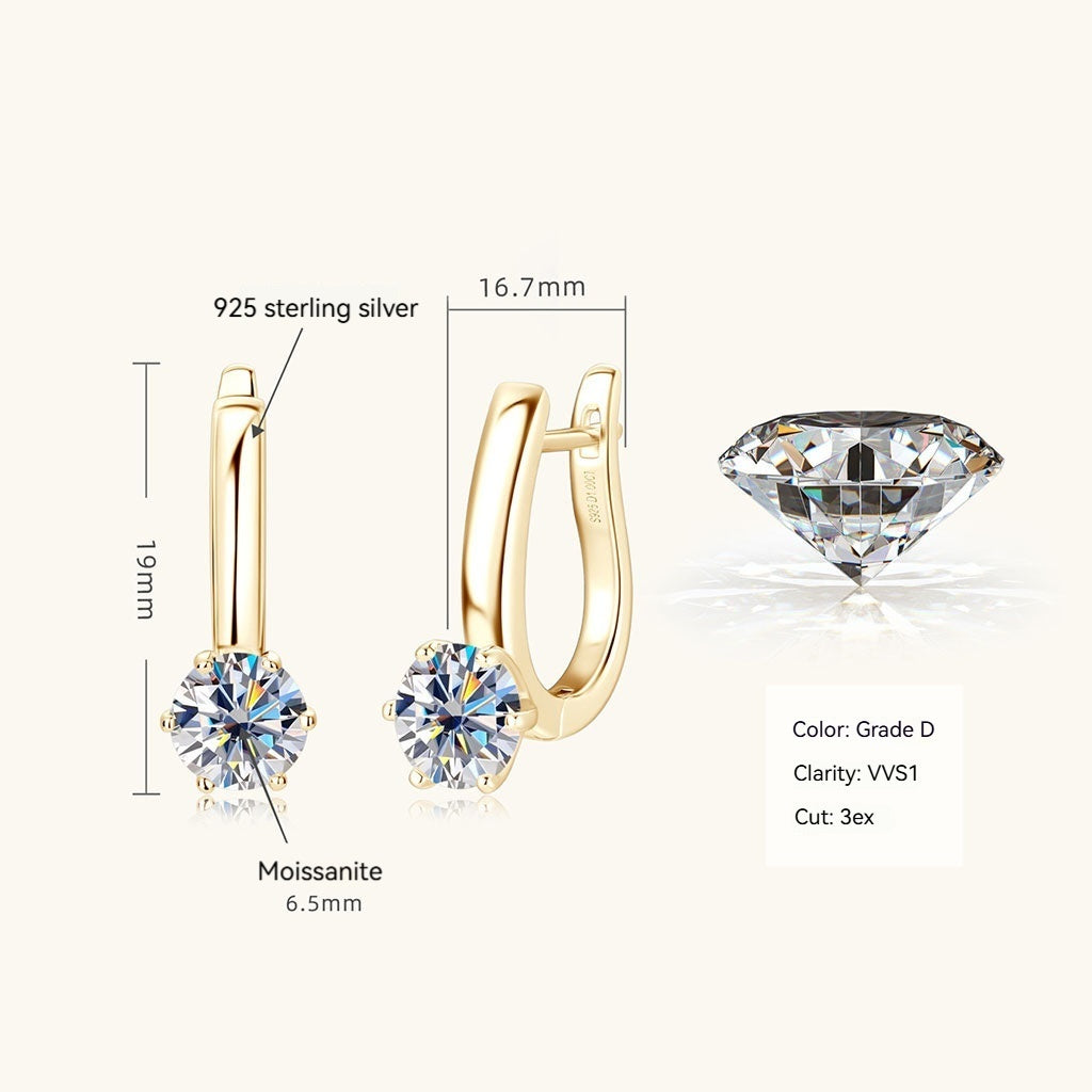 Classic Moissanite Drop Earrings - Gold