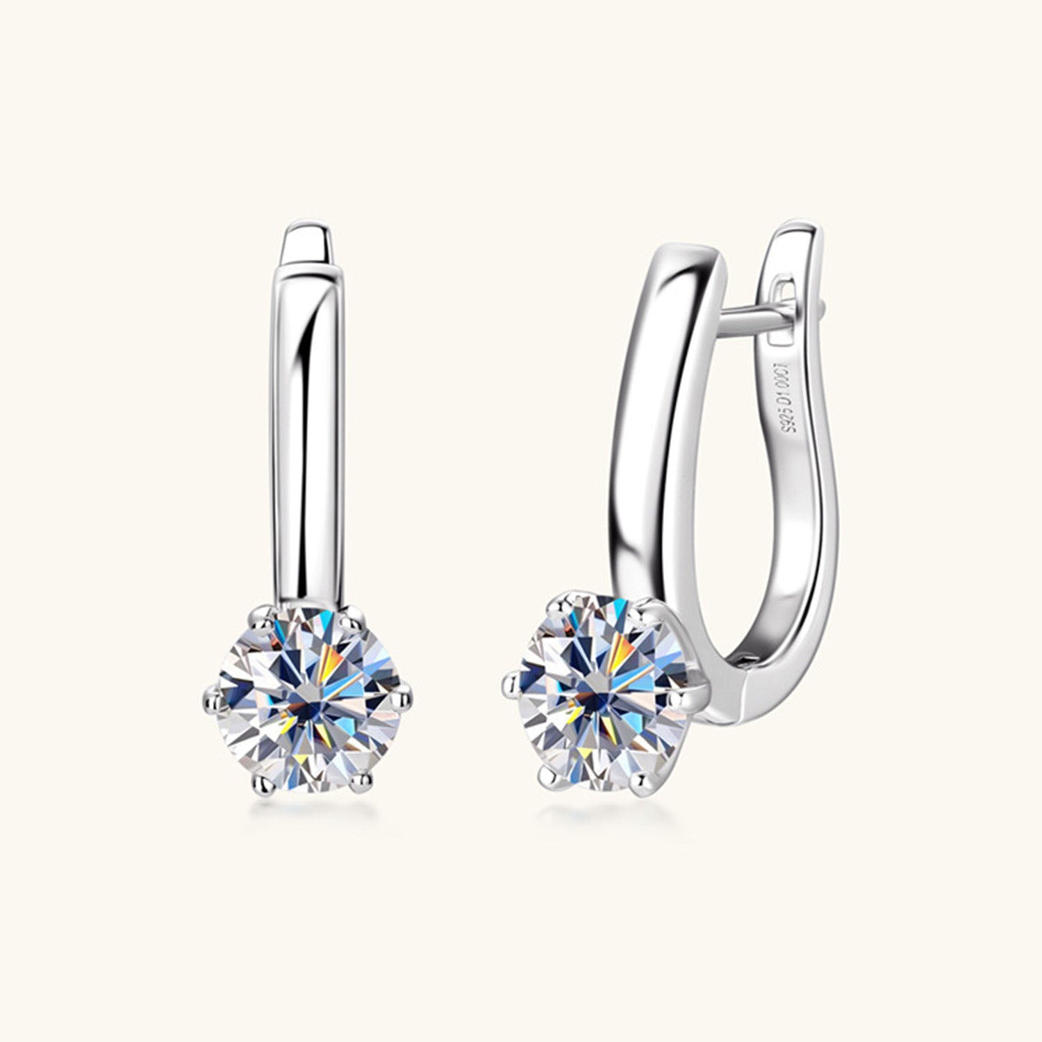 Classic Moissanite Drop Earrings - Silver