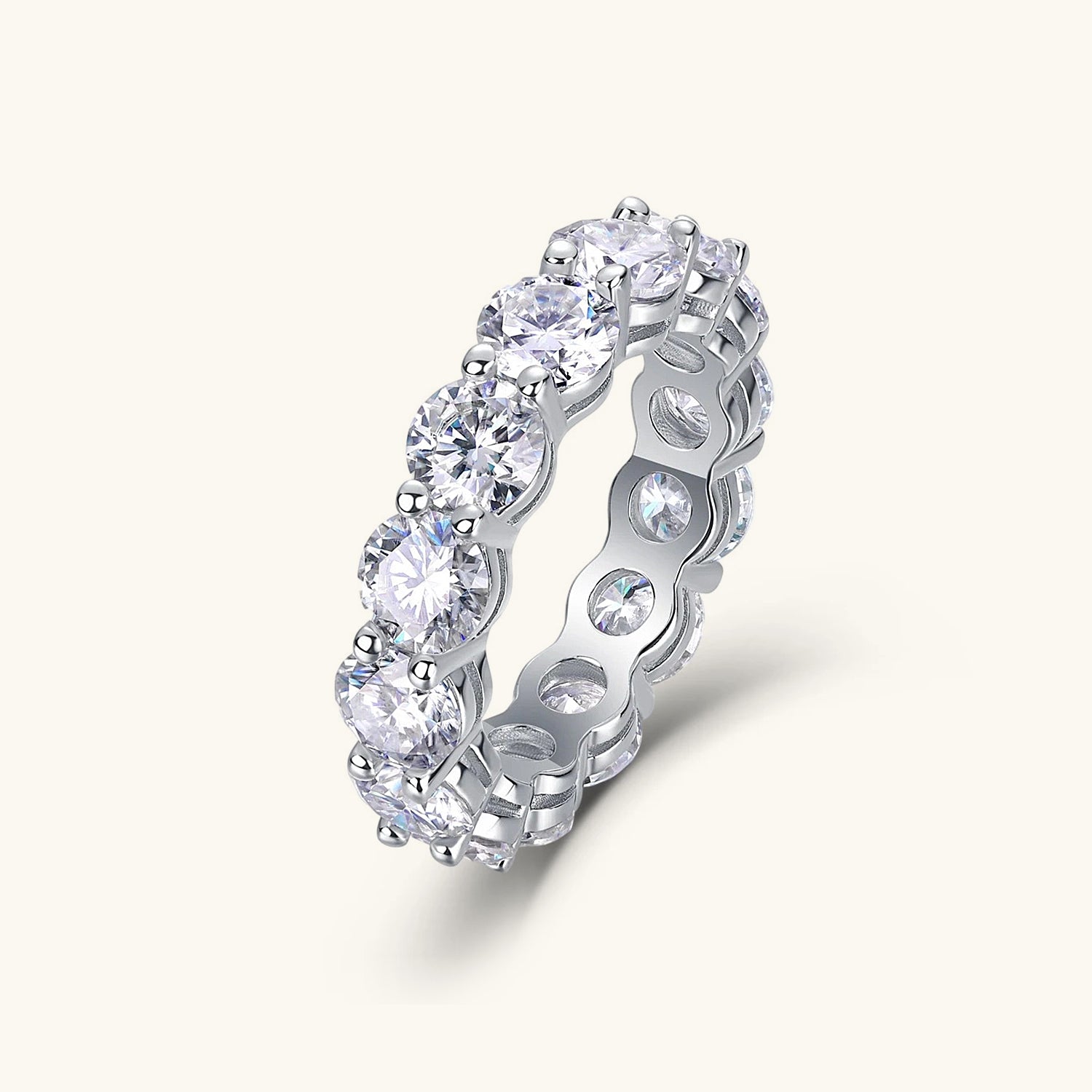 Classic Moissanite Eternity Ring - Silver
