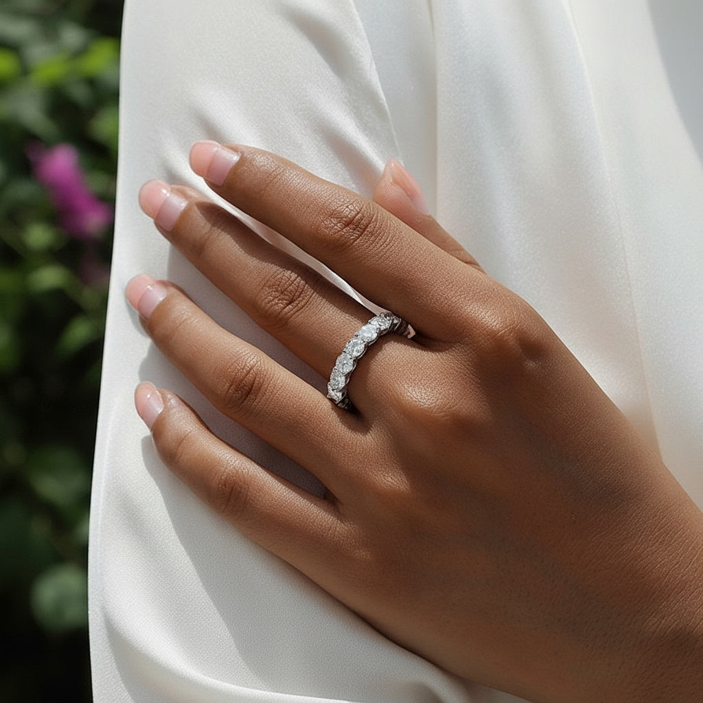 Classic Moissanite Eternity Ring - Silver