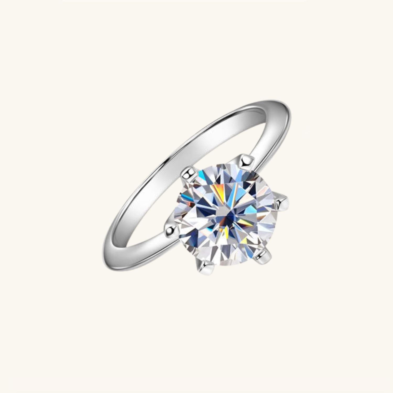 Classic Moissanite Solitaire Ring - Silver