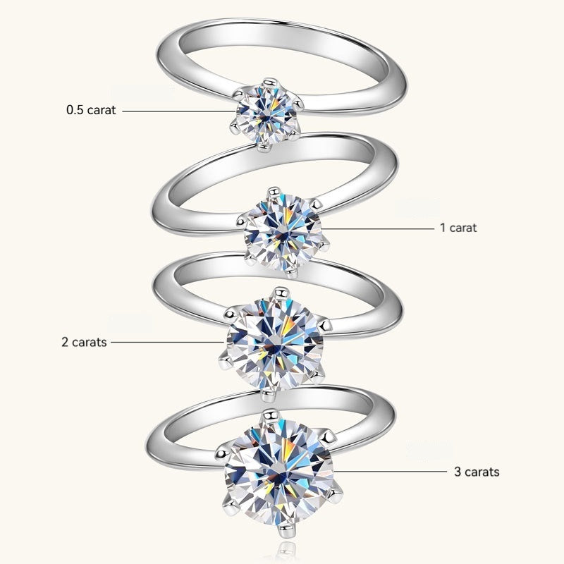 Classic Moissanite Solitaire Ring - Silver