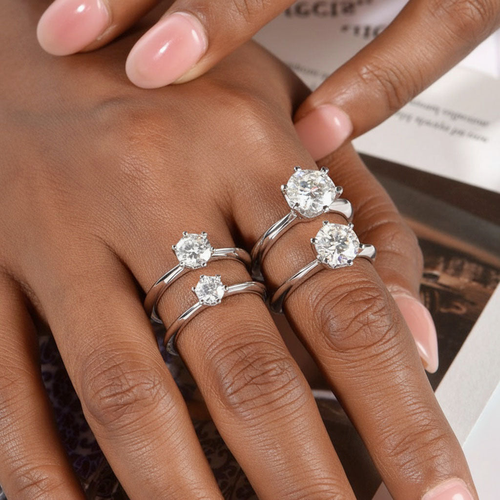 Classic Moissanite Solitaire Ring - Silver