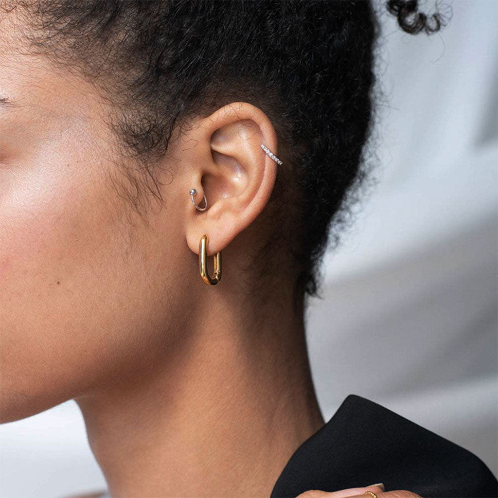 Classic Paperclip Hoop Earrings - Gold