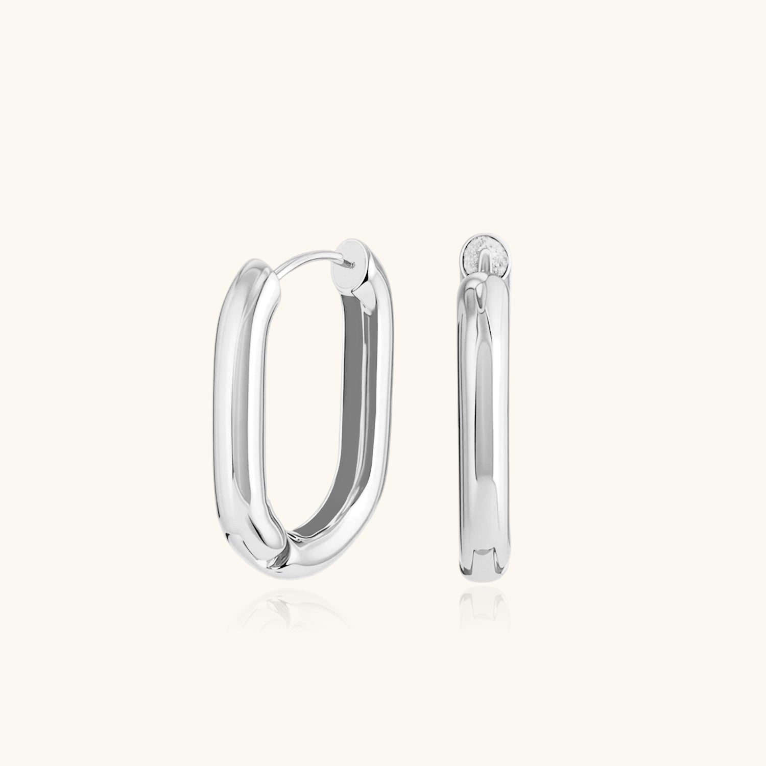 Classic Paperclip Hoop Earrings - Silver
