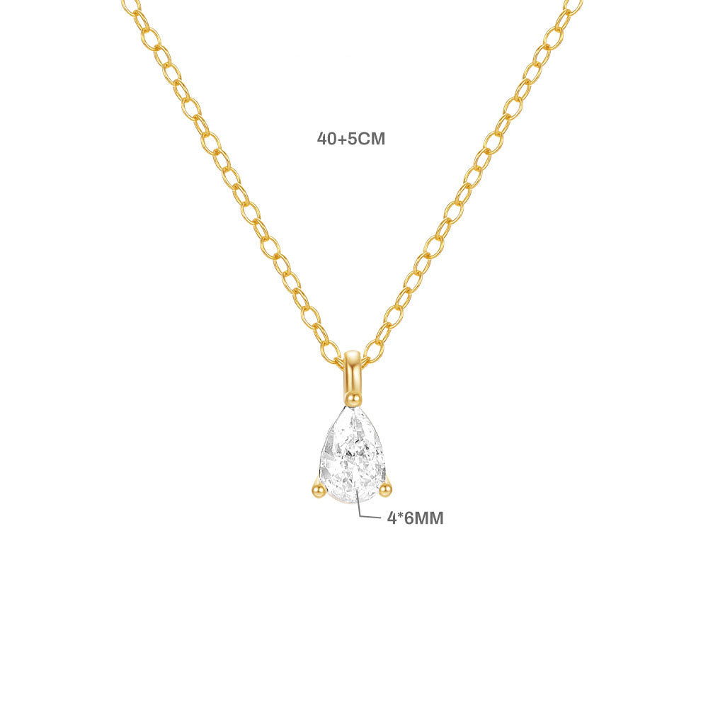 Classic Pear Diamond Solitaire Pendant Necklace - Gold