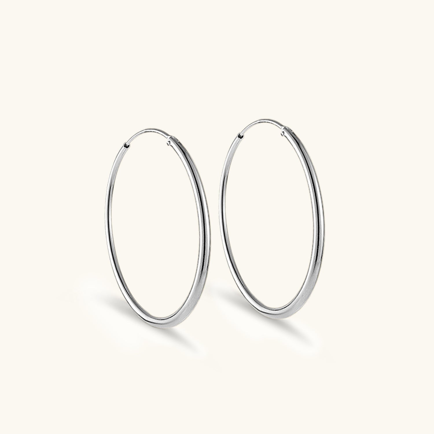 Classic Slim Hoop Earrings - Silver